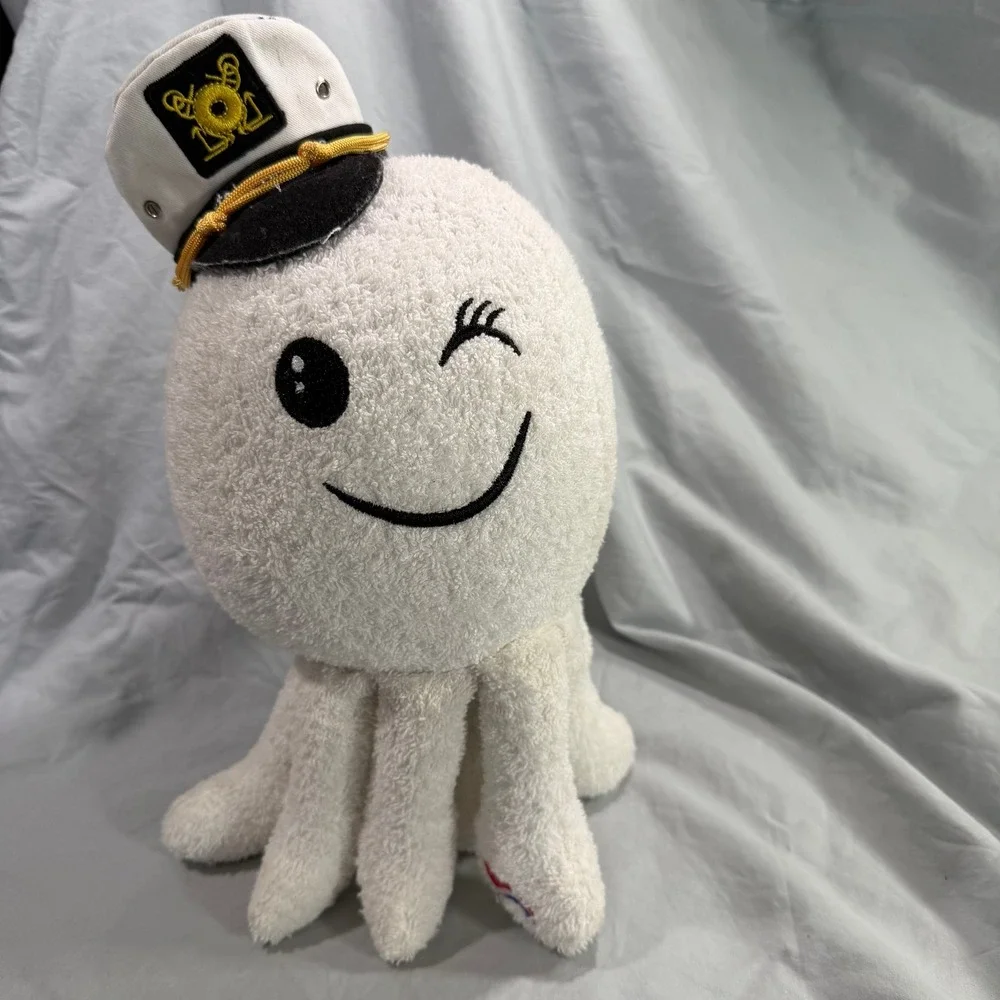 Carnival Cruise Line Captain Octopus White Plush‎ Toy Sailor Hat Winking 12 Inch